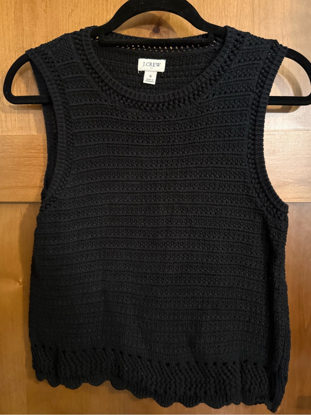 J.Crew Factory Black Crochet Sweater Shell Scalloped Hem Small